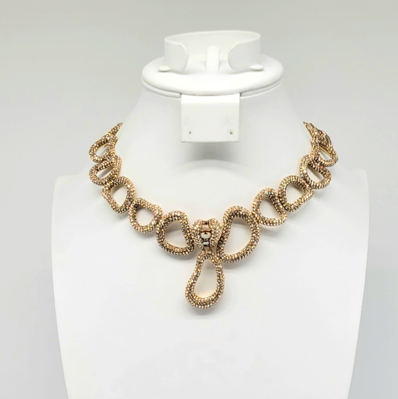 Atelier Swarovski Tigris Statement Necklace with Champagne Diamond Pave Crystals - Picture 10 of 14